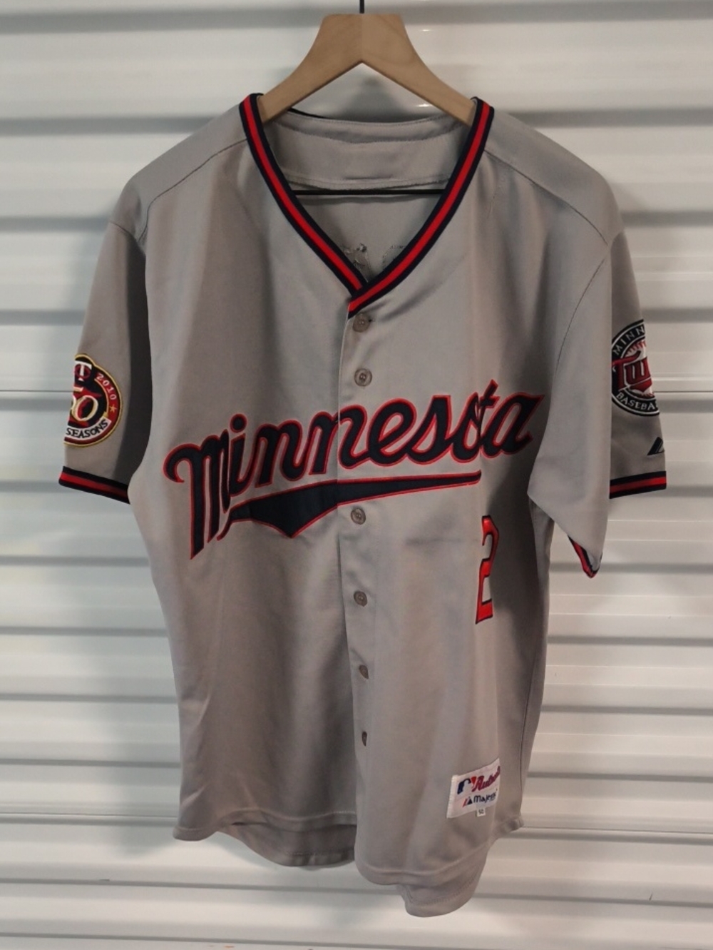 Majestic MLB Minnesota Twins 50 Seasons Denard Span #2 Sewn Baseball Jersey 50